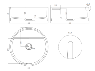 Накладная раковина Salini Armonia Top 02 S-Stone 130126MRH 45см RAL снаружи